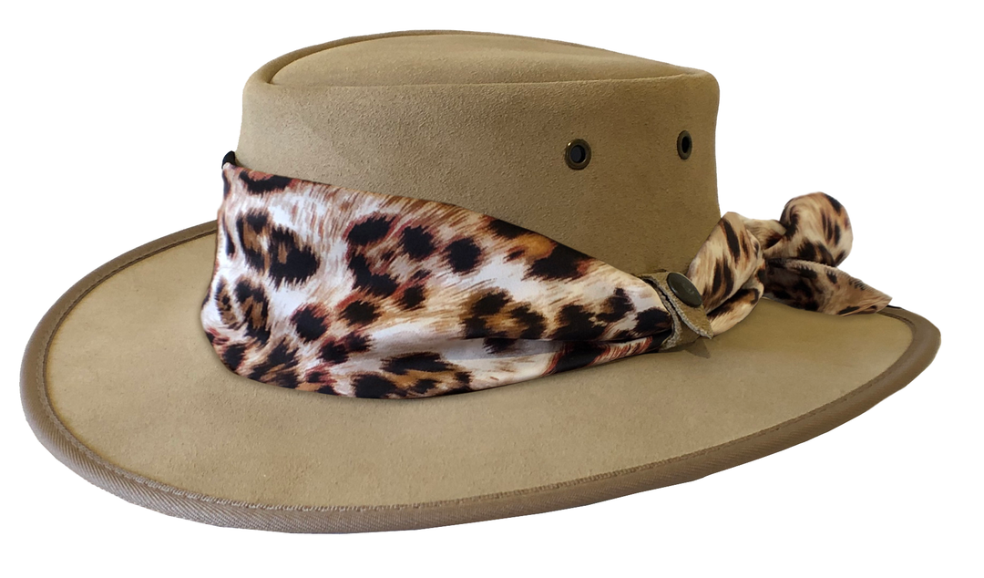 Ladies Foldaway Suede Hat with Scarf - Barmah