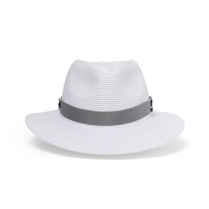 Sawgrass Flexibraid Fedora White & Navy Fedora - Canopy Bay by Deborah Hutton