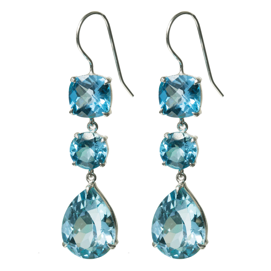 Triple Blue Topaz Earrings