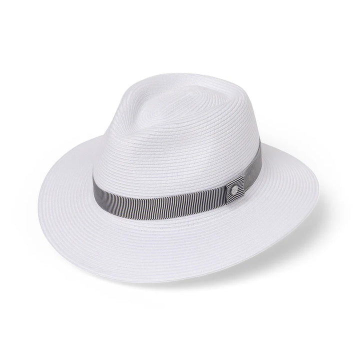 Sawgrass Flexibraid Fedora White & Navy Fedora - Canopy Bay by Deborah Hutton