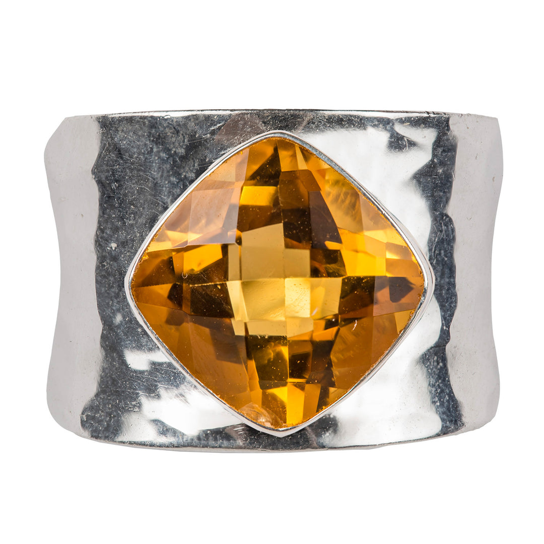 Beaten Citrine Ring by Crown Jewels