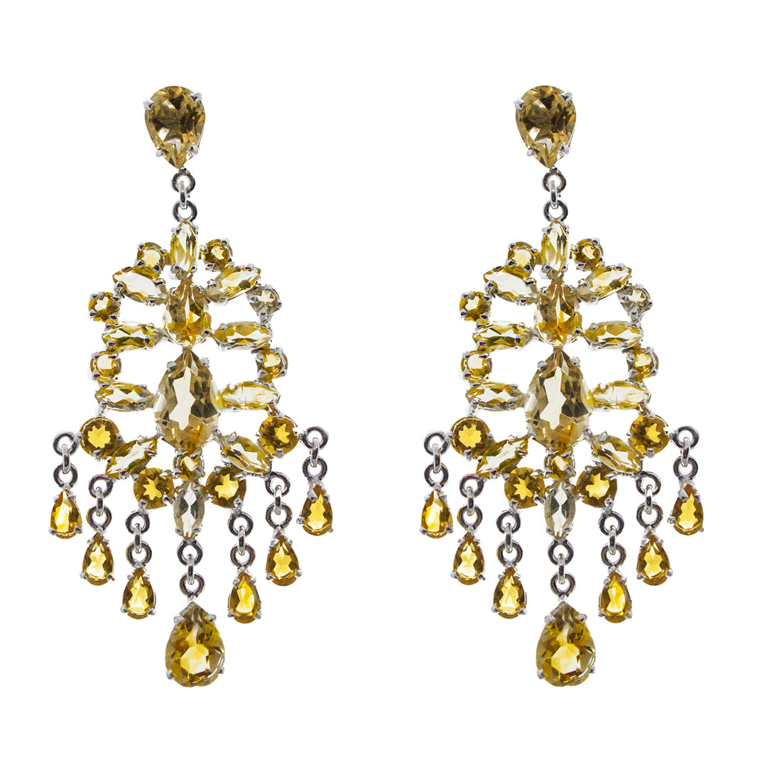 Déco Two Tone Citrine Earrings by Crown Jewels