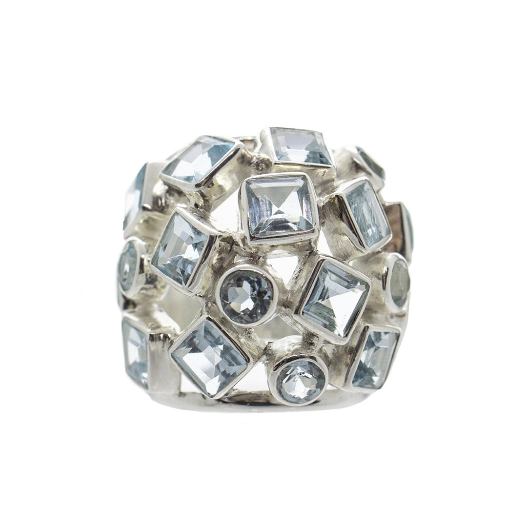 Deco Blue Topaz Ring by Crown Jewels
