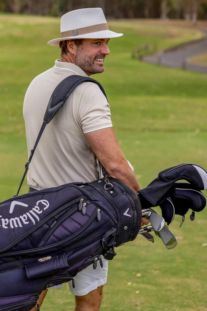 Pinehurst Flexibraid Ivory/Taupe Trim Fedora - Canopy Bay by Deborah Hutton