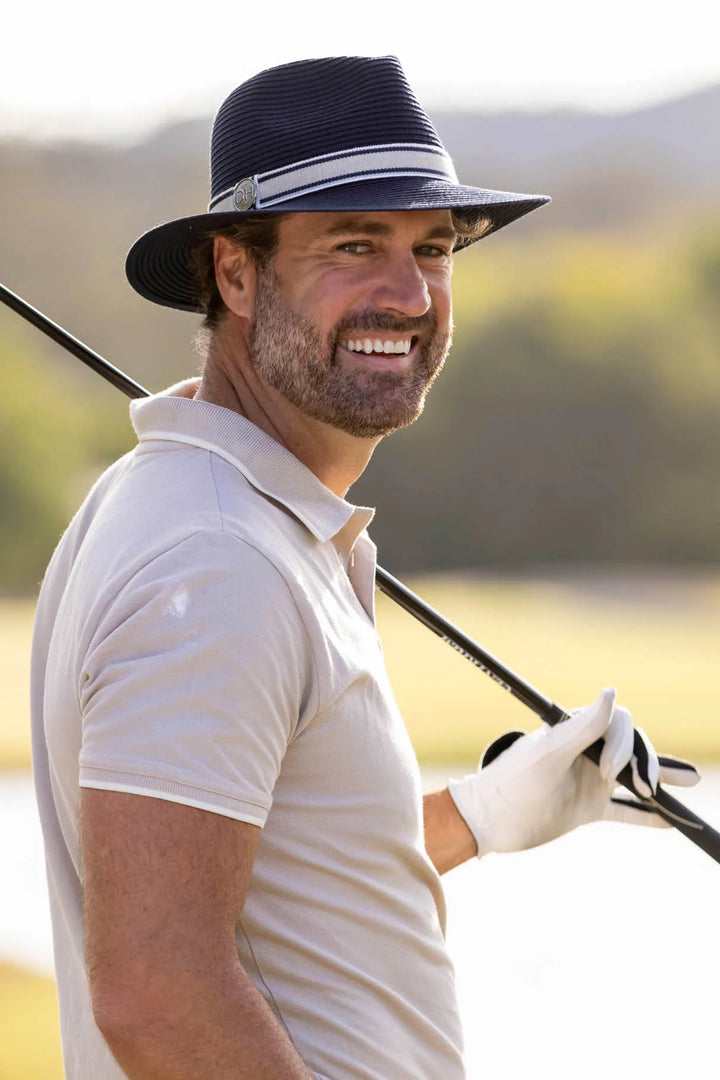 Huntingdale Flexibraid Navy Golf Fedora - Canopy Bay by Deborah Hutton