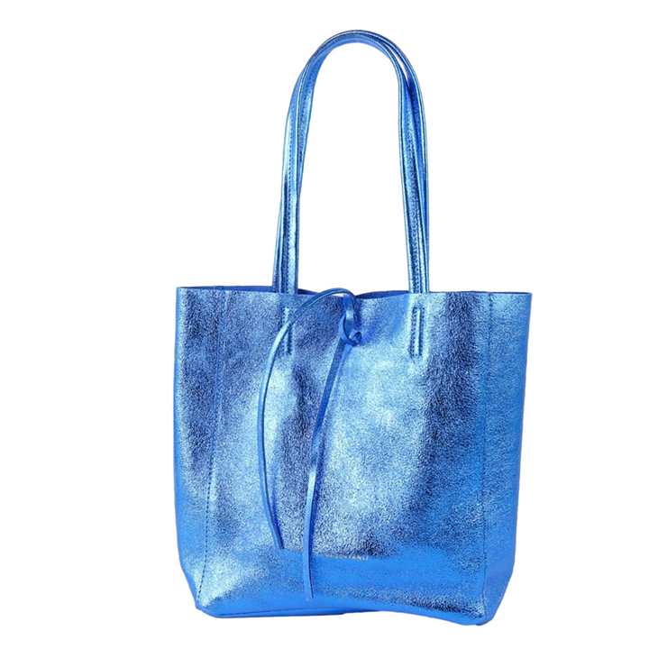 Metallic Leather Tote Bag