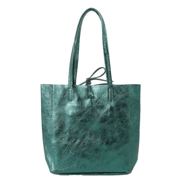 Metallic Leather Tote Bag