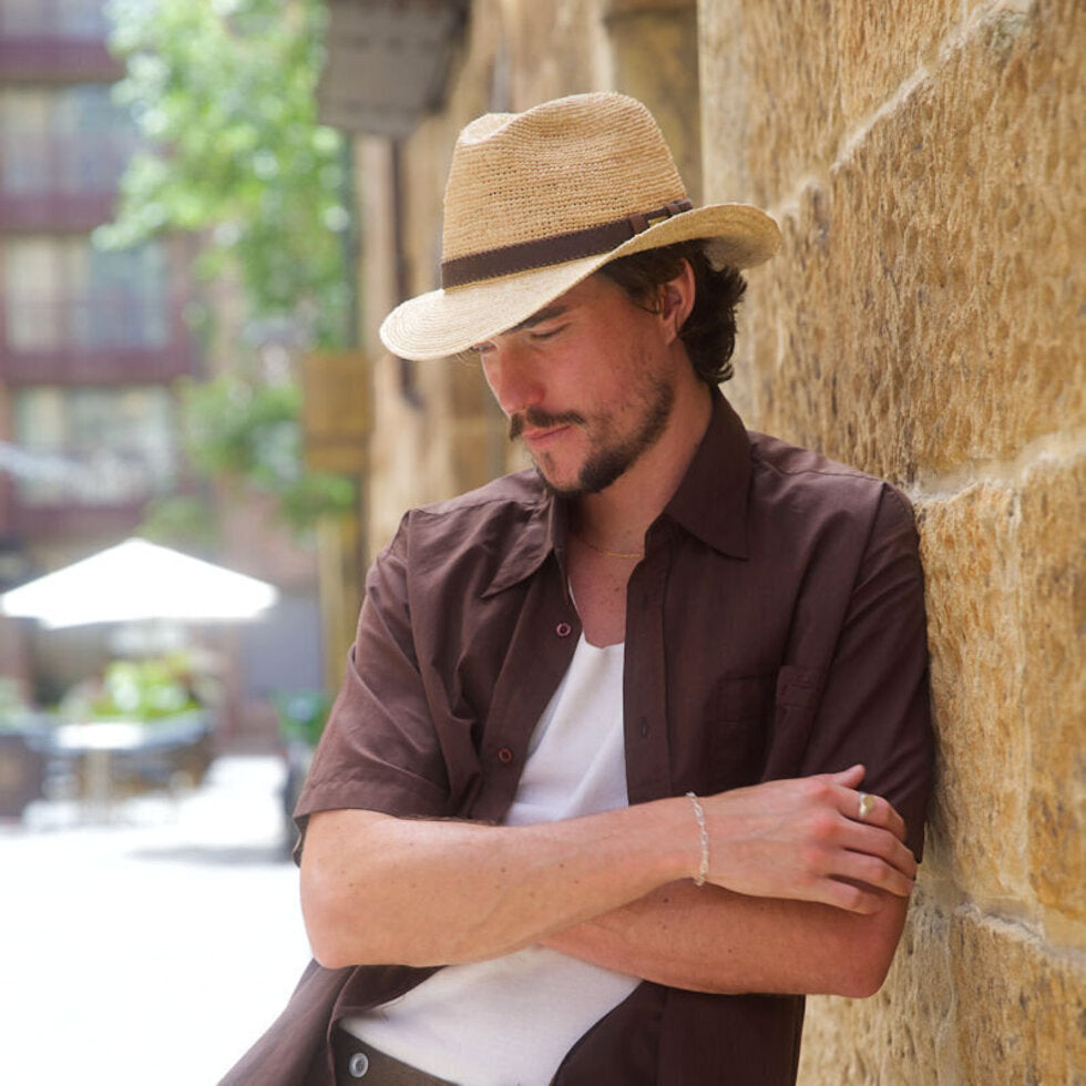 Crocheted Raffia Fedora - packable
