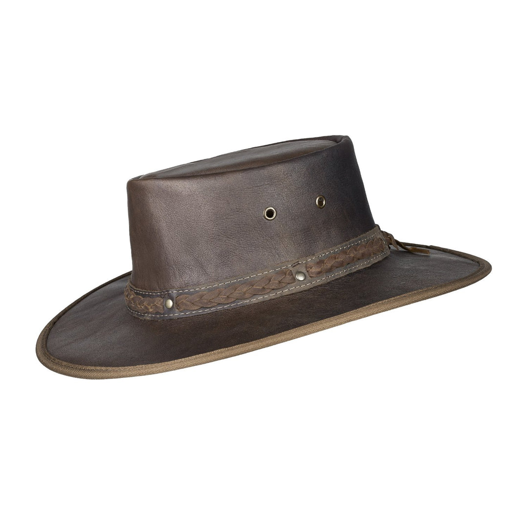 Squashy Crackle Kangaroo Leather Hat - Barmah