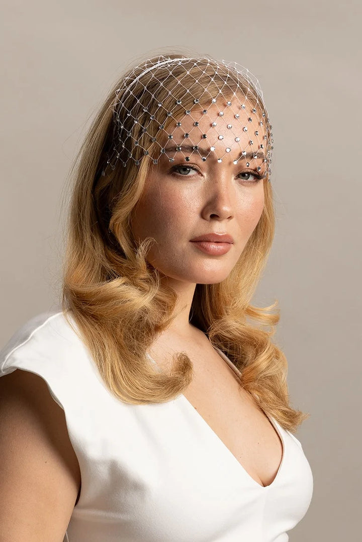 Reva Veil Headpiece White