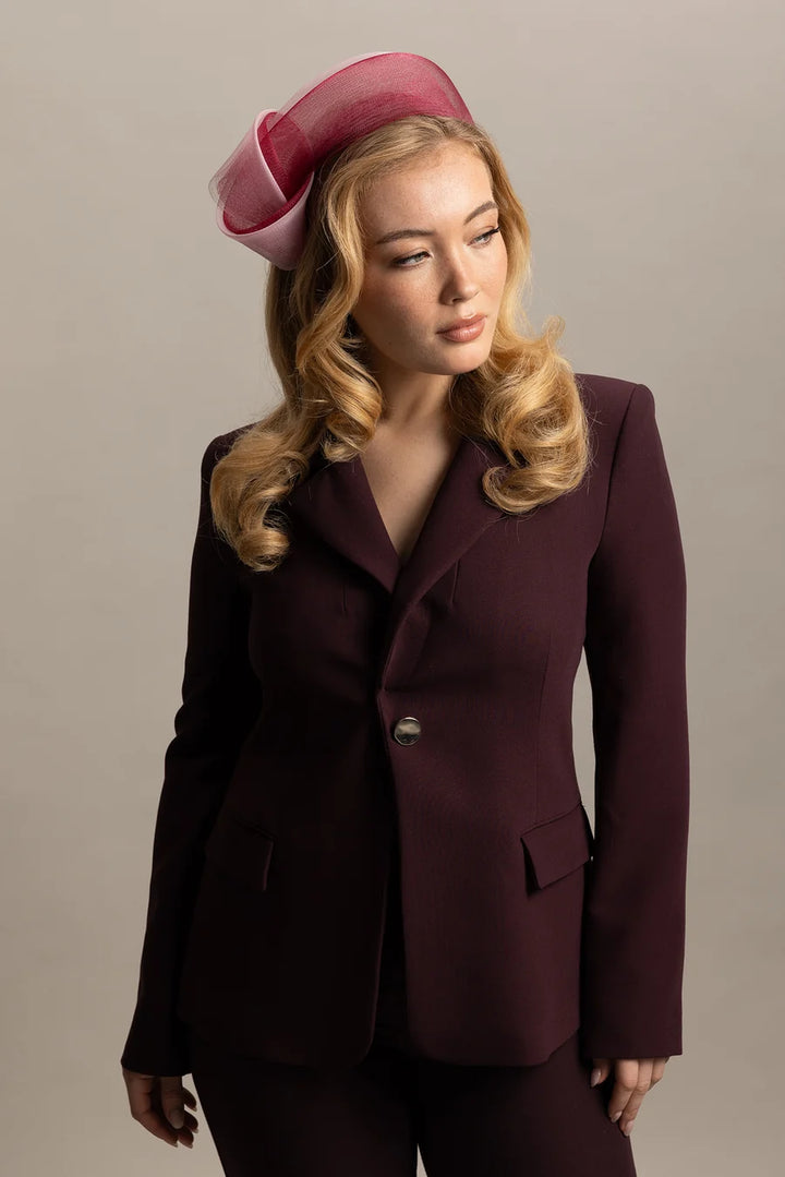 Britney Fascinator Burgundy & Pink