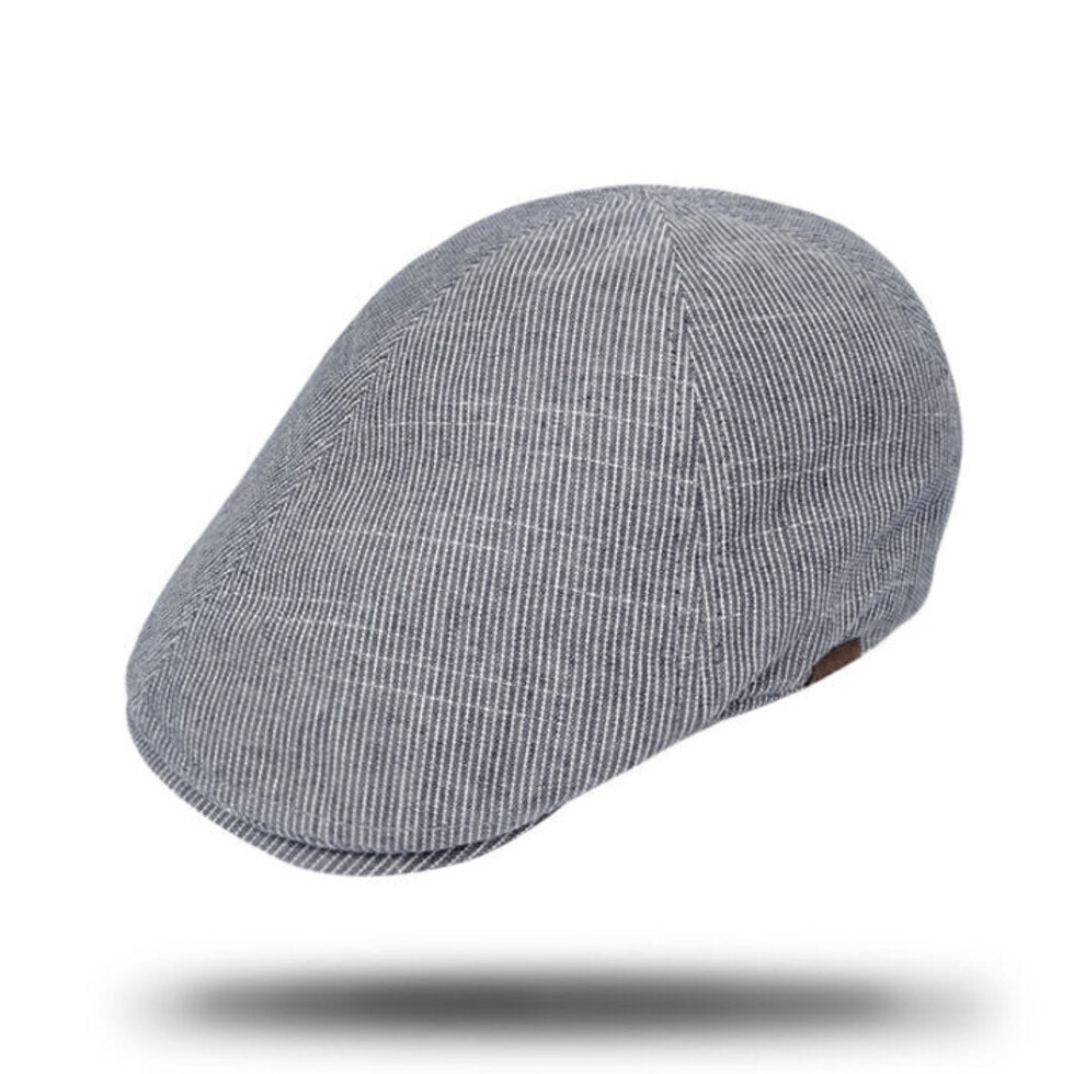 Pinstripe Cotton Blend Flat Cap