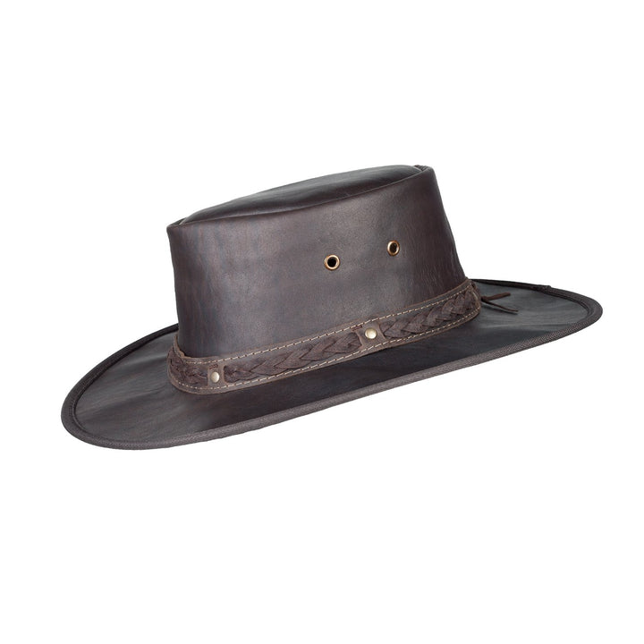 Squashy Crackle Kangaroo Leather Hat - Barmah