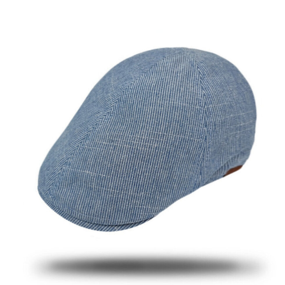 Pinstripe Cotton Blend Flat Cap