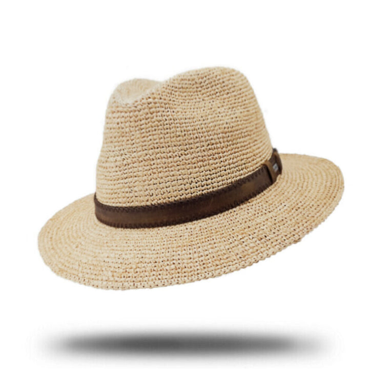Crocheted Raffia Fedora - packable
