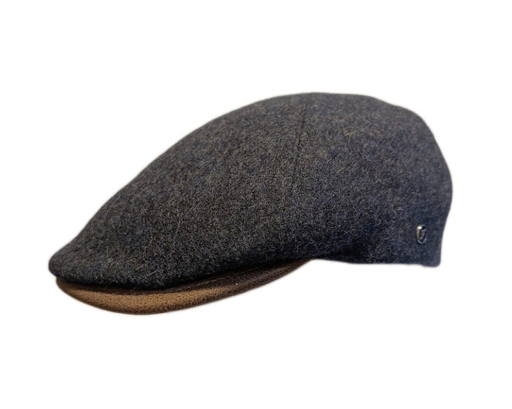 Flechet Virgin Wool 6 Panel Baker Boy Cap with leather trim - 1H76F