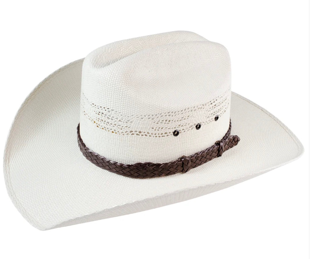 Kangaroo Leather Hat Band - Tradie 6 Plait Flat Hat Band