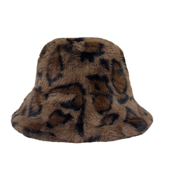 Leopard Print Fluffy Bucket Hat