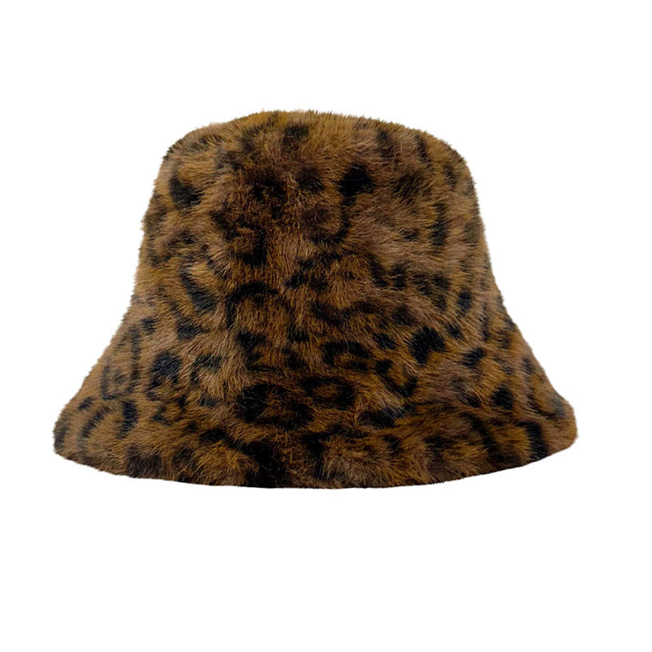 Leopard Print Fluffy Bucket Hat