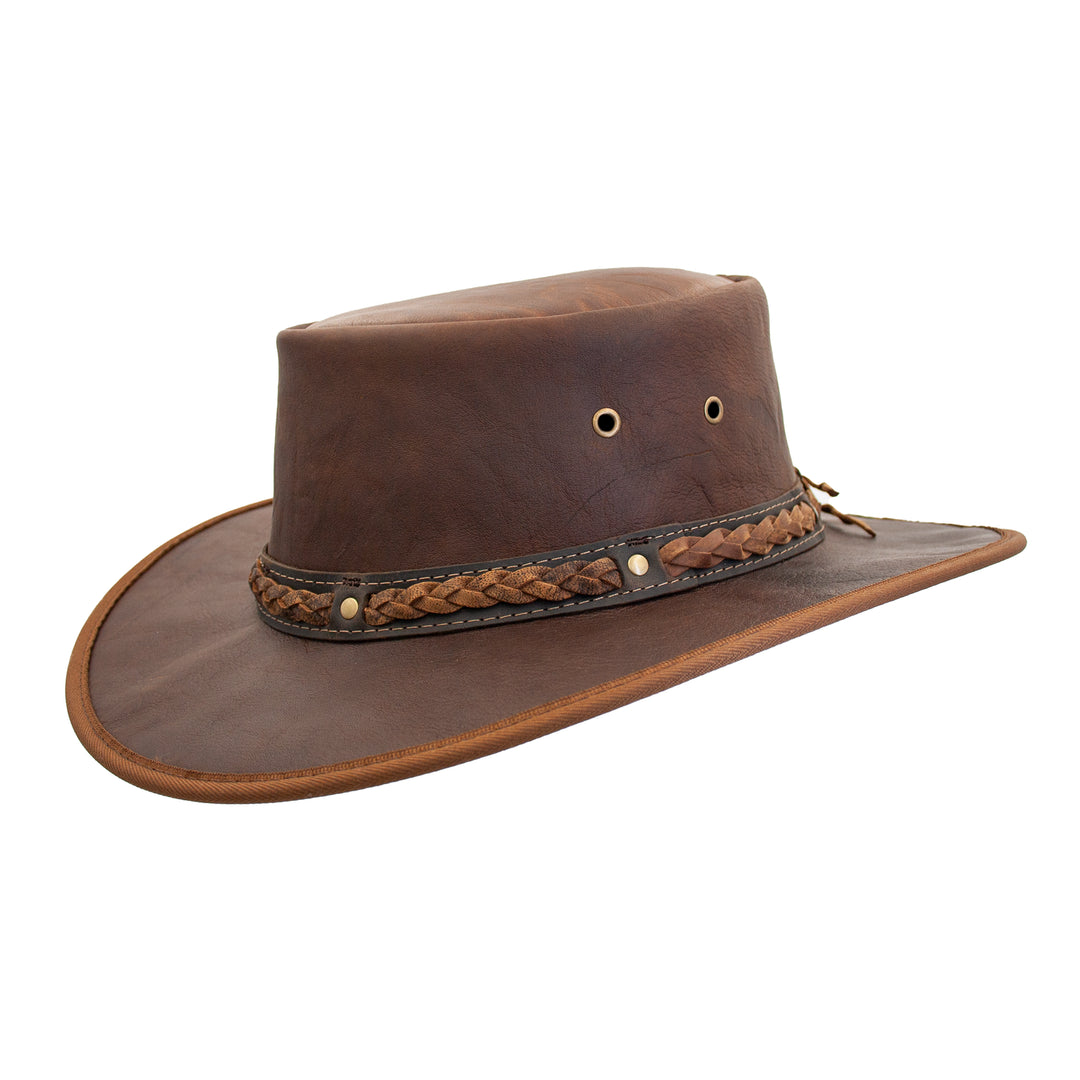 Barmah Squashy Crackle Kangaroo Leather Hat - Hickory 1018HC