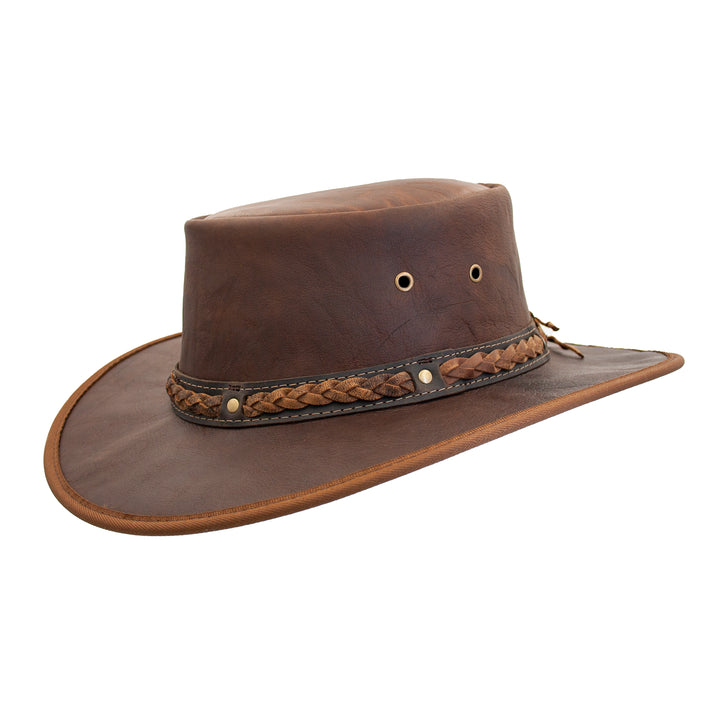 Barmah Squashy Crackle Kangaroo Leather Hat - Hickory 1018HC