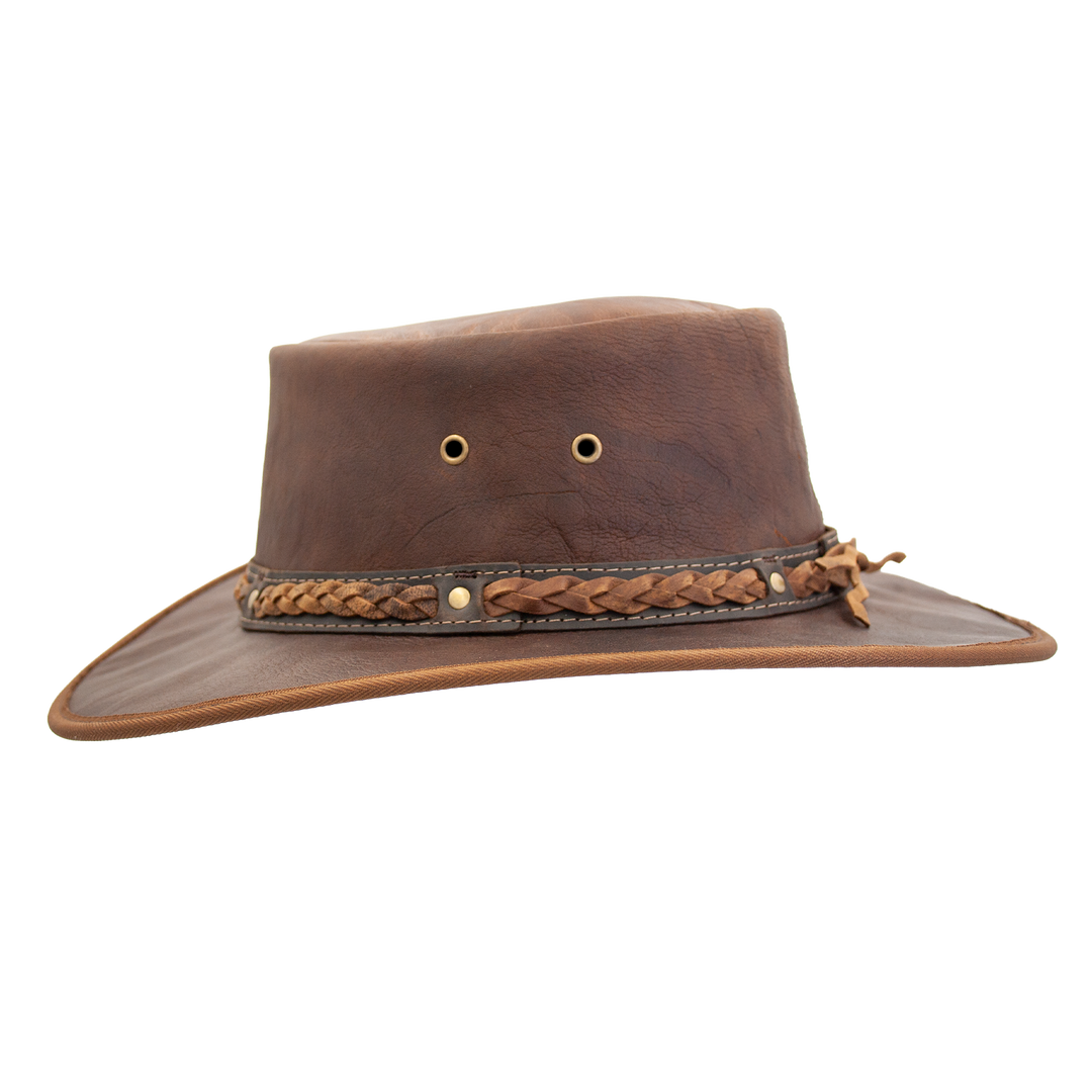 Barmah Squashy Crackle Kangaroo Leather Hat - Hickory 1018HC