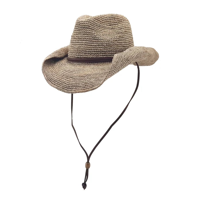 Raffia Crocheted Cowboy Hat - Packable CB100