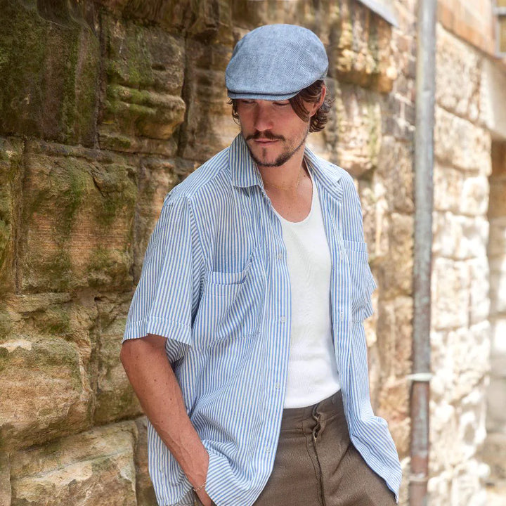 Italian Linen Blend Flat Cap IT215