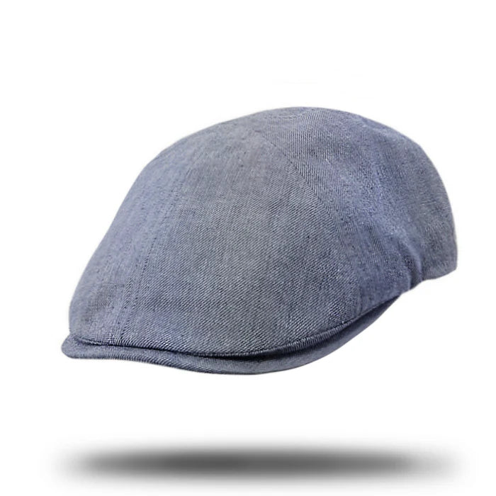 Linen Blend Flat Cap - Pale Navy - SY071