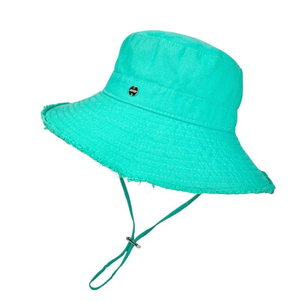 Wide Brim Cotton Bucket Hat with Chin Cord