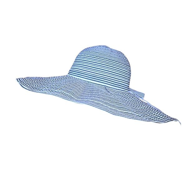 Wide Brim Foldable Sun Hat - Stripe