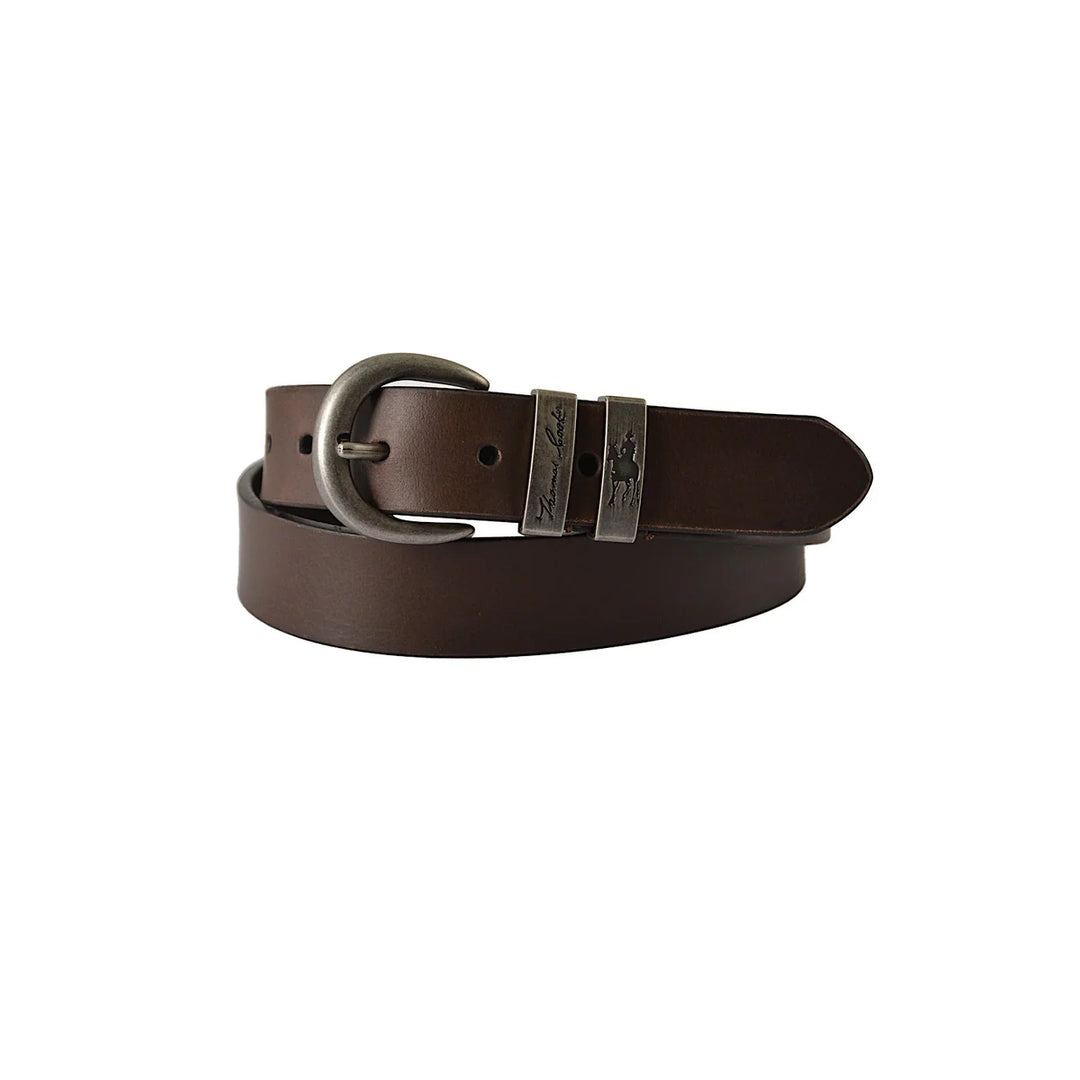 Narrow Leather Twin Keeper Belt - Thomas Cook