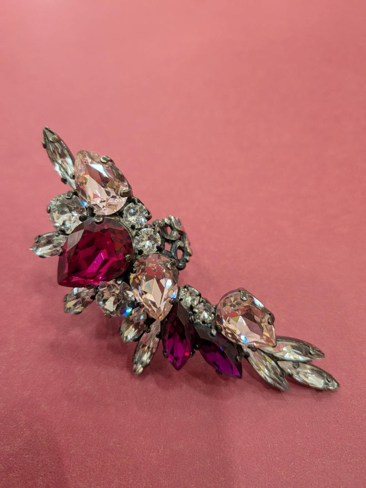Ruby Pink and Clear Crystal Teardrops Ring by House of Emmanuele